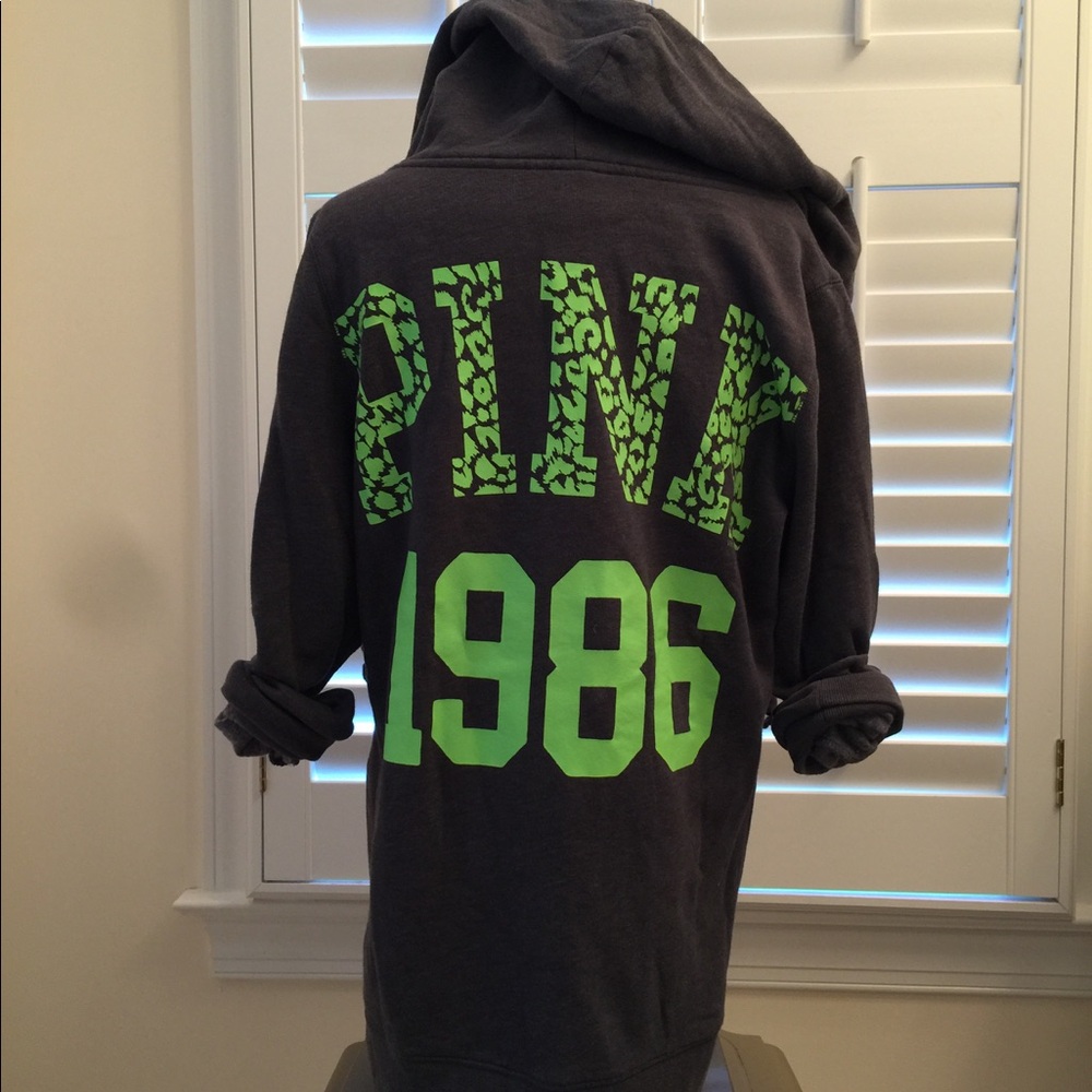 PINK Hooded Sweatshirt Lime Neon Green "PINK 1986" Logo